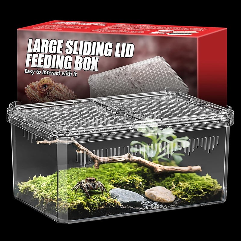 NOMOY 【No Assembly】 Breathable and Secure Reptile Tank with high Transparency - Ideal Container House for Hermit Crab, Tarantula Enclosure, Turtle Tank or Jumping Spider Habitat (M) - Image 1